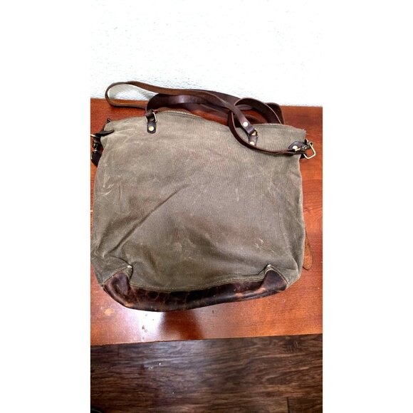 Vintage In Blue Canvas & Leather Crossbody Bag With Adjustable Strap - Picture 3 of 12